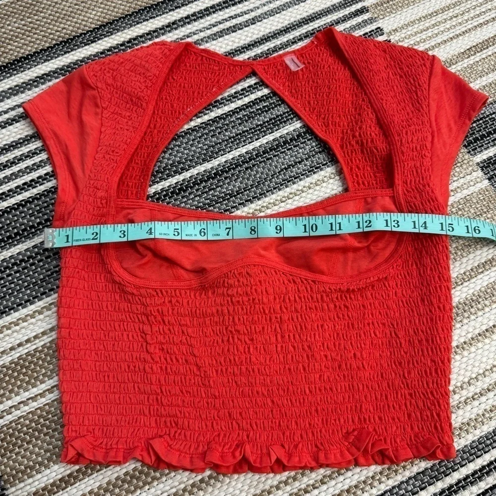 Free People Elasticized Waist Open Back Crop‎ Top Size Medium Women
